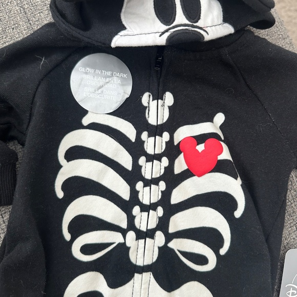 MICKEY SKELETON GLOW IN DARK 0-3 INFANT - Picture 2 of 3